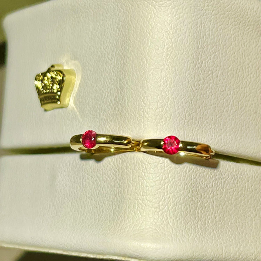 18k Natural Pigeon Blood Ruby Huggie Hoop Earrings
