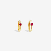 14k/18k Dainty Natural Ruby Huggie Hoop Earrings