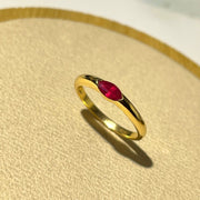 18k Vivid Red Natural Marquise Cut Ruby Ring