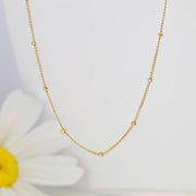 14k Solid Gold Satellite Beaded Necklace