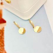 14k Solid Gold Wavy Disc Huggie Hoop Earrings