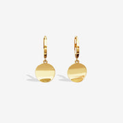 14k Solid Gold Wavy Disc Huggie Hoop Earrings