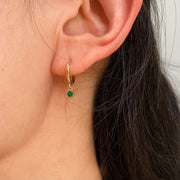 18k Dainty Square Natural Emerald Drop Earrings