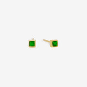 18k Natural Emerald Square Stud Earrings