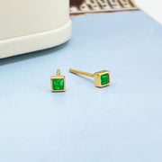 18k Natural Emerald Square Stud Earrings