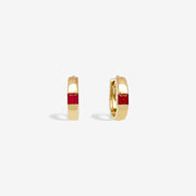 18k Princess Cut Natural Ruby Huggie Earrings