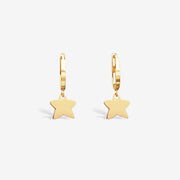 14k Solid Gold Star Charm Earrings