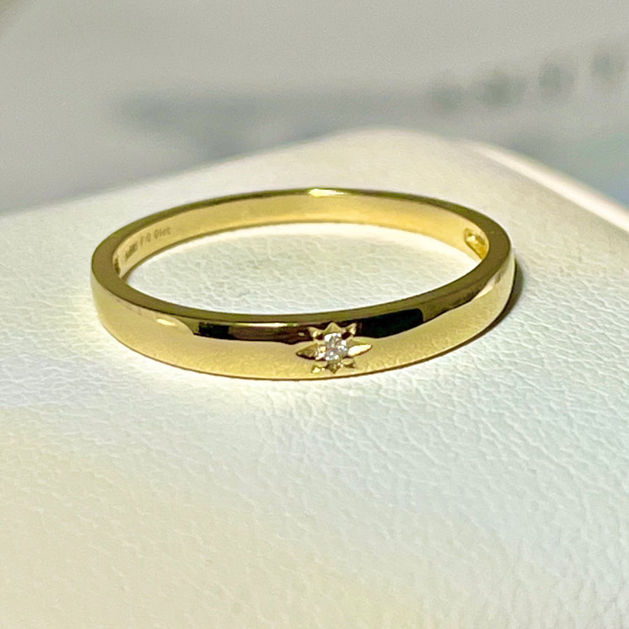 14k/18k Moissanite North Star Band Ring