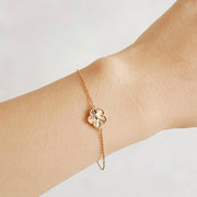 14k Solid Gold Sunray Flower Bracelet