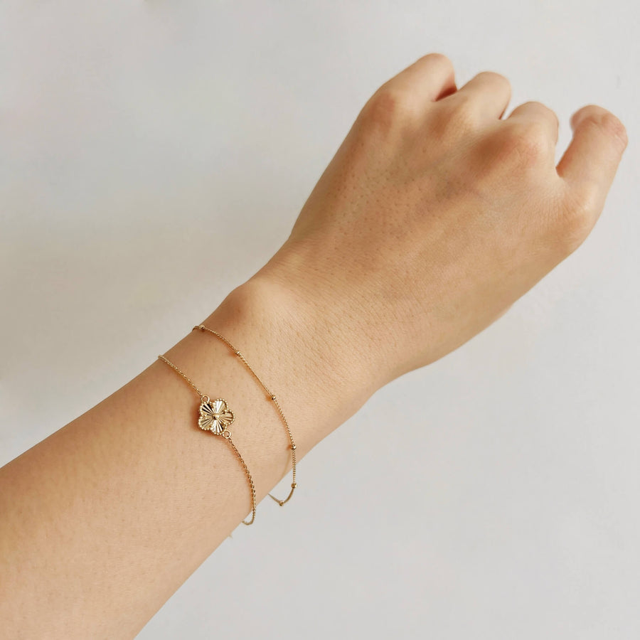 14k Solid Gold Sunray Flower Bracelet