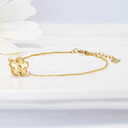 14k Solid Gold Sunray Flower Bracelet