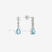 18k White Gold Natural Teardrop Aquamarine Earrings