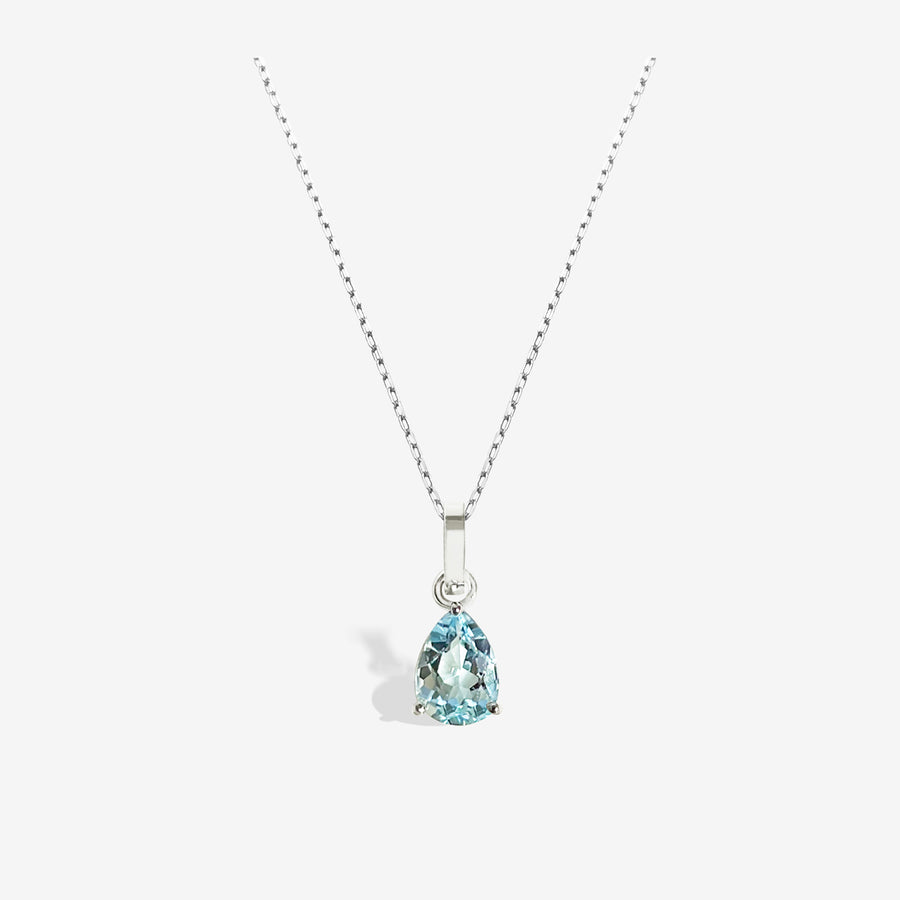 18k Natural Aquamarine Teardrop Pendant