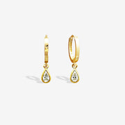 14k Solid Gold Teardrop Bezel Moissanite Charm Earrings