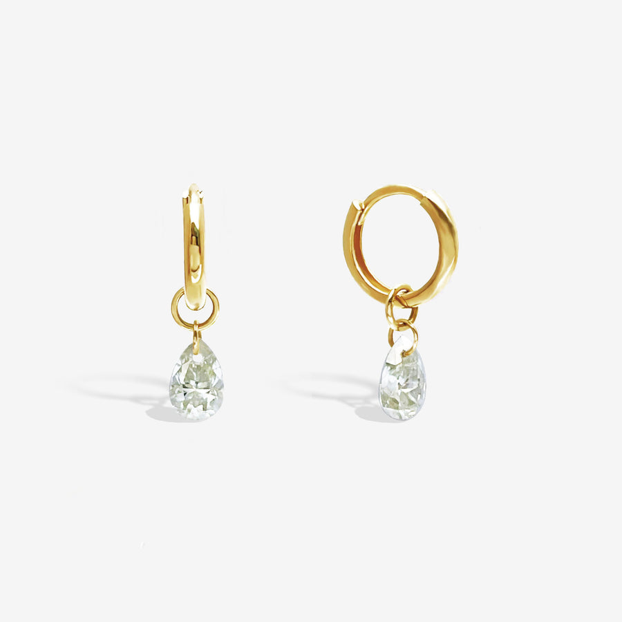 14k Solid Gold 0.5ct Teardrop Moissanite Charm Earrings