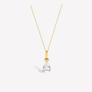 18k Solid Gold Solitaire Teardrop Moissanite Pendant