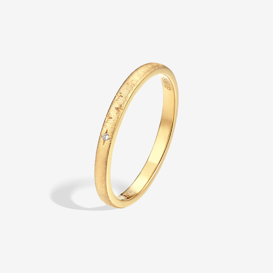 Dainty Natural Diamond Star Ring in 14k/18k Brushed Gold