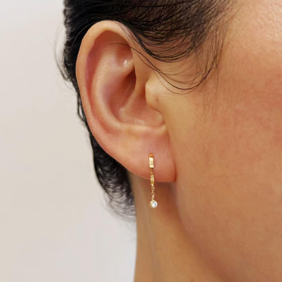 14k Solid Gold Dainty Lab Diamond Drop Earrings