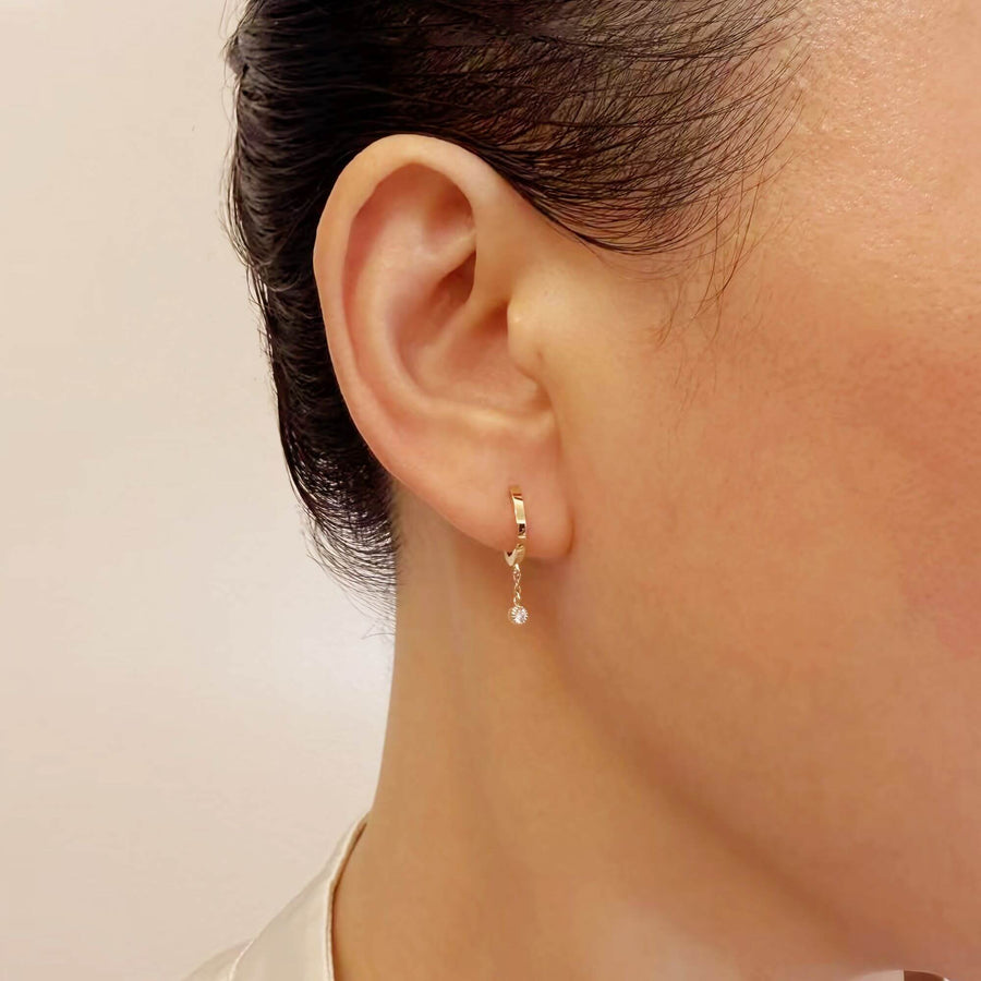 14k Solid Gold Dainty Lab Diamond Drop Earrings