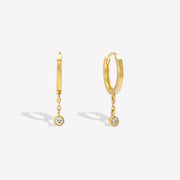 14k Solid Gold Dainty Lab Diamond Drop Earrings