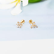 14k Lab Diamond Iris Piercing Earring Flat Back