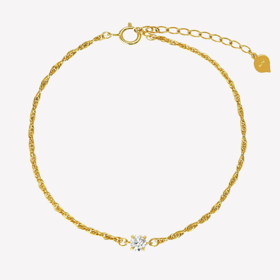 18k Solid Gold Lab-Grown Diamond Rope Chain Bracelet