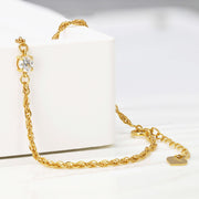 18k Solid Gold Lab-Grown Diamond Rope Chain Bracelet