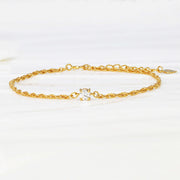 18k Solid Gold Lab-Grown Diamond Rope Chain Bracelet