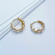 14k Solid Gold Twisted Croissant Huggie Hoop Earrings