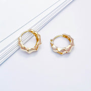 14k Solid Gold Twisted Croissant Huggie Hoop Earrings