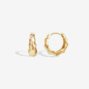 14k Solid Gold Twisted Croissant Huggie Hoop Earrings