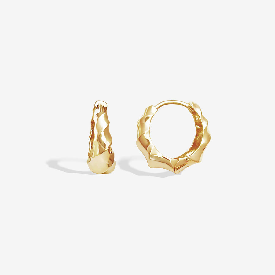 14k Solid Gold Twisted Croissant Huggie Hoop Earrings