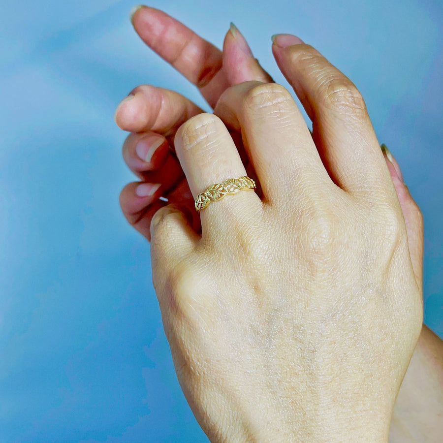 Filigree Vine Band Ring in 14k/18k Solid Gold