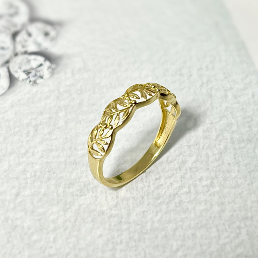 Filigree Vine Band Ring in 14k/18k Solid Gold