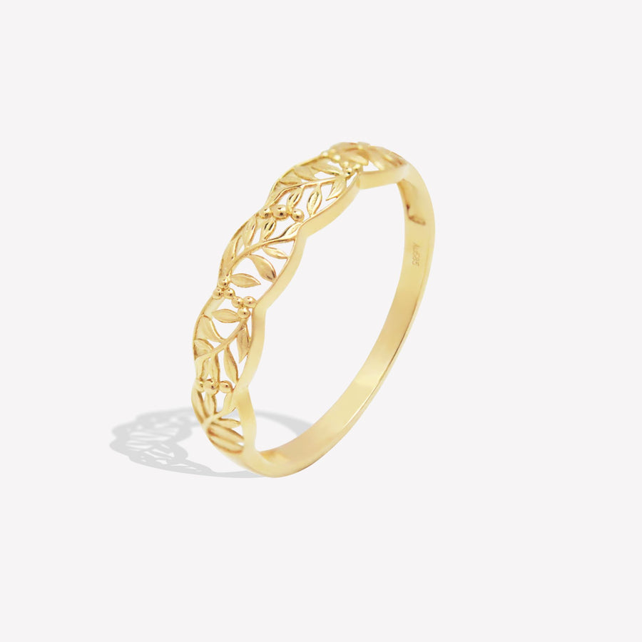 Filigree Vine Band Ring in 14k/18k Solid Gold