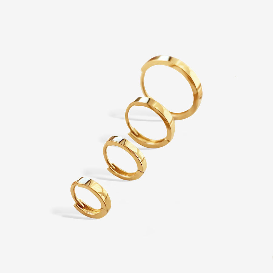 14k/18k Solid Gold Stacking Huggie Earrings of Various Sizes