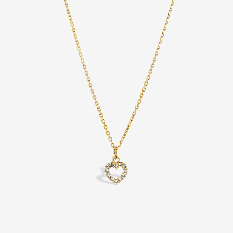 14k Solid Gold Natural White Sapphire Heart Charm Necklace